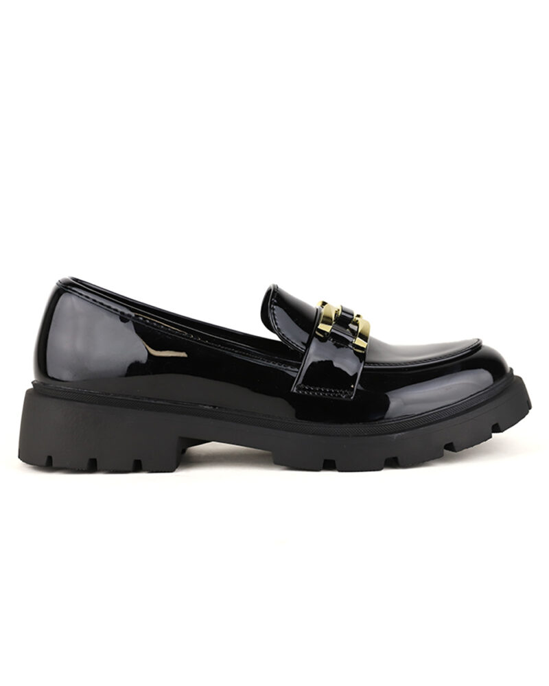 Loafers Λουστρίνι με Τρακτερωτή Σόλα - Μαύρο - Image 2