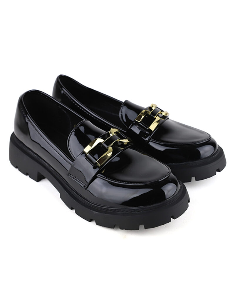Loafers Λουστρίνι με Τρακτερωτή Σόλα - Μαύρο - Image 3