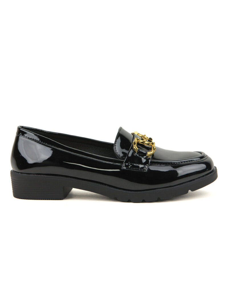 Comfort Loafers με Διακοσμητικό - Μαύρο Λουστρίν