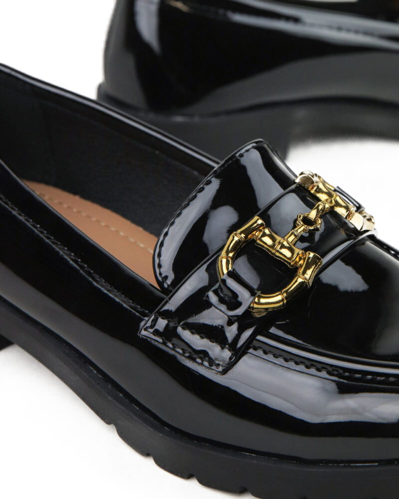 Comfort Loafers με Διακοσμητικό - Μαύρο Λουστρίν - Image 3