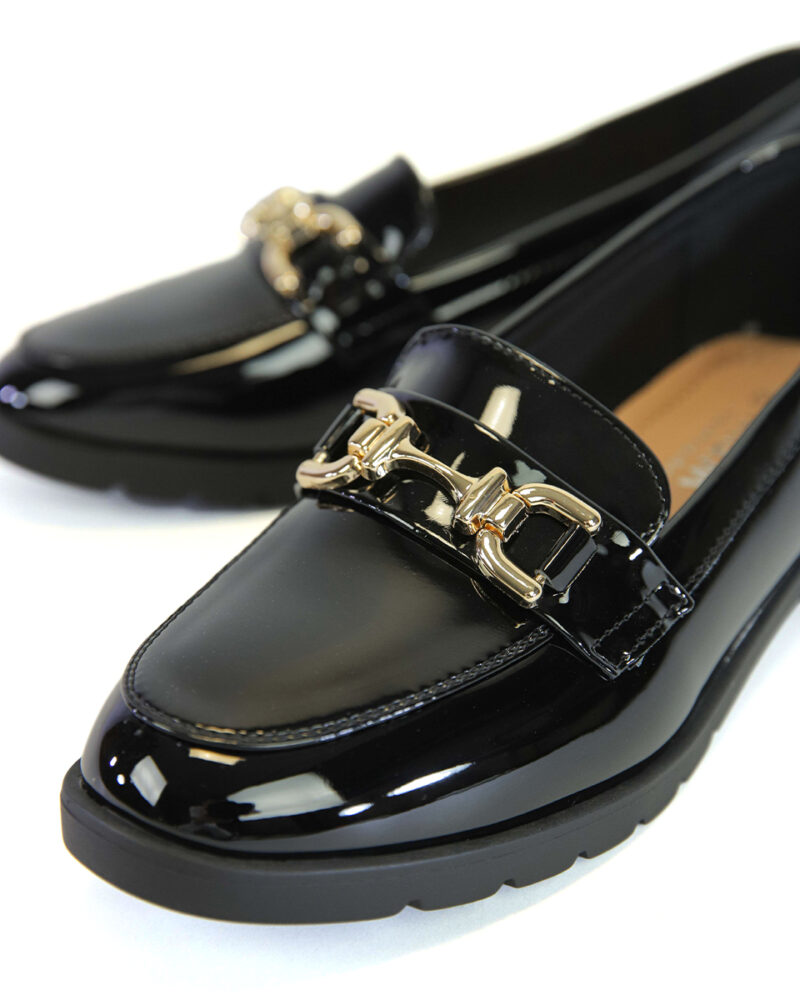 Comfort Loafers με Διακοσμητικό - Μαύρο Λουστρίν - Image 4