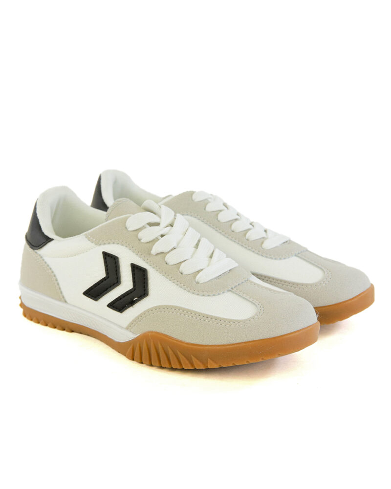 Sneakers με Συνδυασμό Υλικών - Λευκό - Image 3