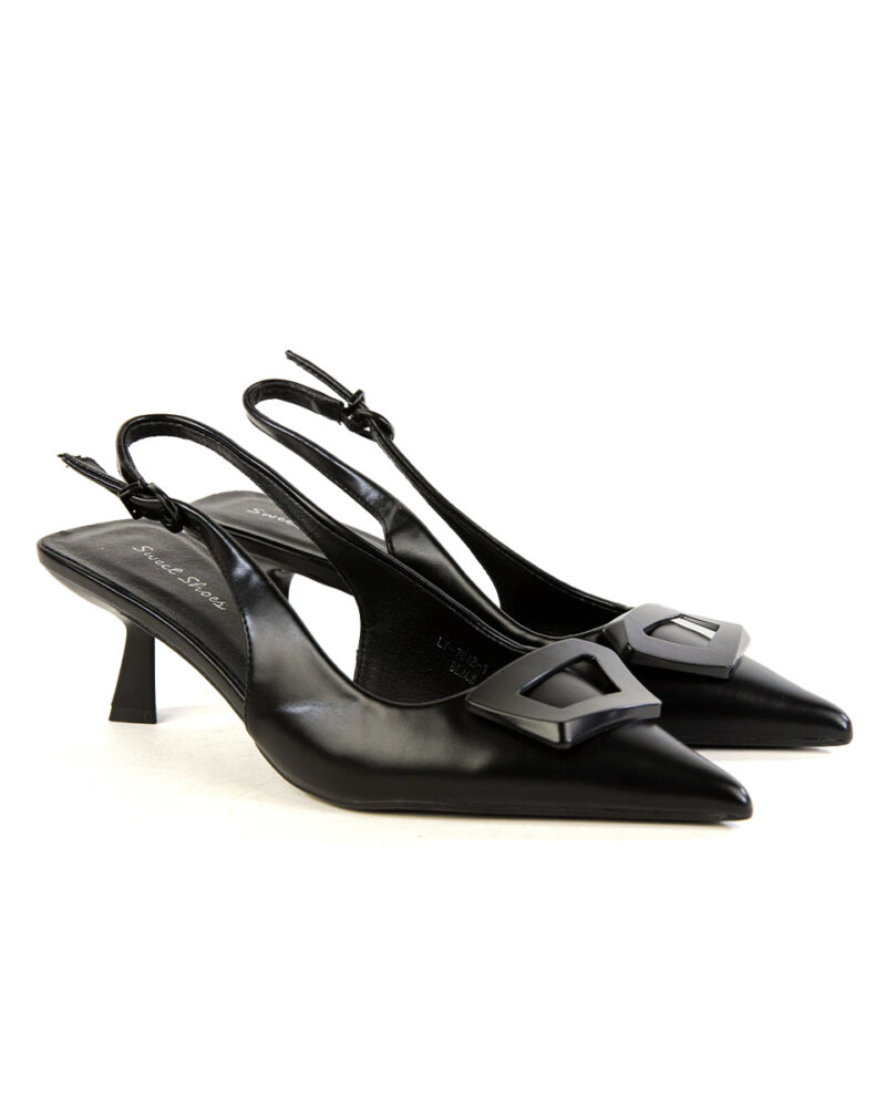 Γόβες Slingback με Διακοσμητικό - Μαύρο - Image 2