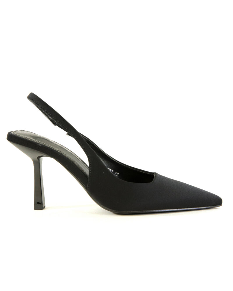 Γόβες Σατέν Slingback - Μαύρο