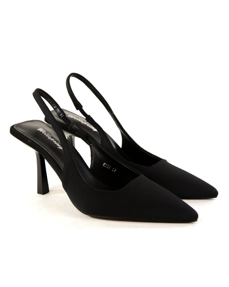 Γόβες Σατέν Slingback - Μαύρο - Image 2