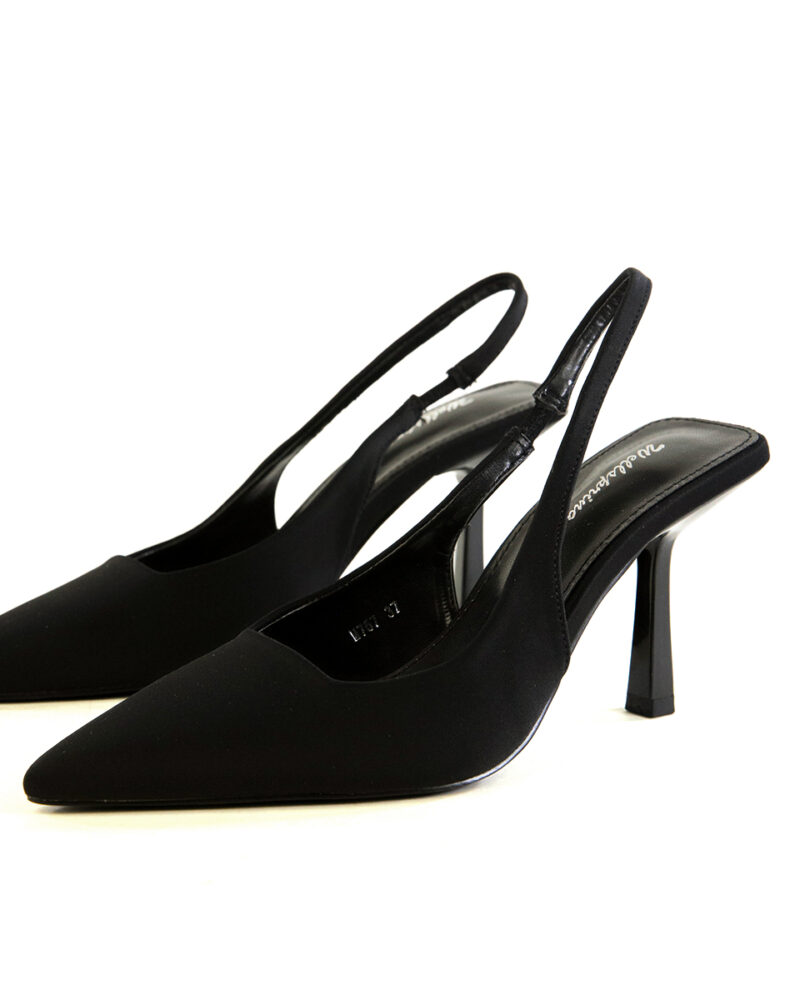 Γόβες Σατέν Slingback - Μαύρο - Image 3