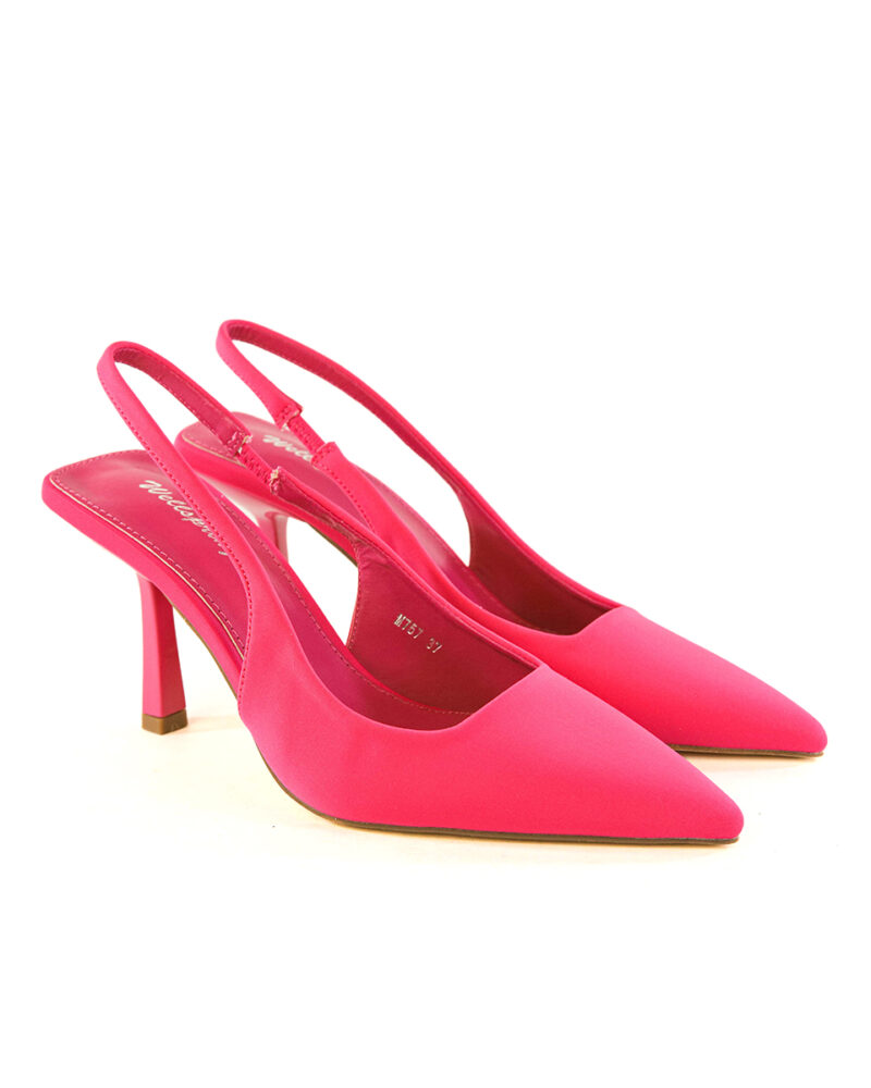 Γόβες Σατέν Slingback - Φουξ - Image 3