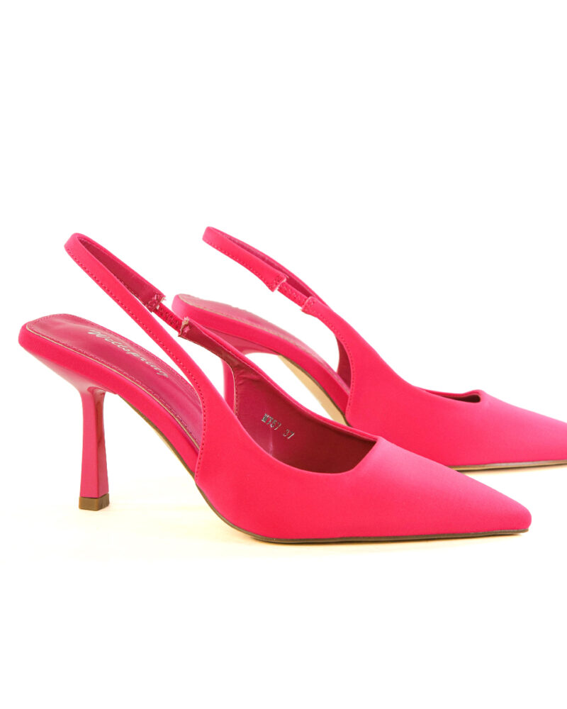 Γόβες Σατέν Slingback - Φουξ - Image 4