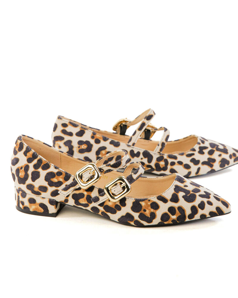 Γόβες Flat με Διπλή Μπαρέτα - Leopard - Image 3