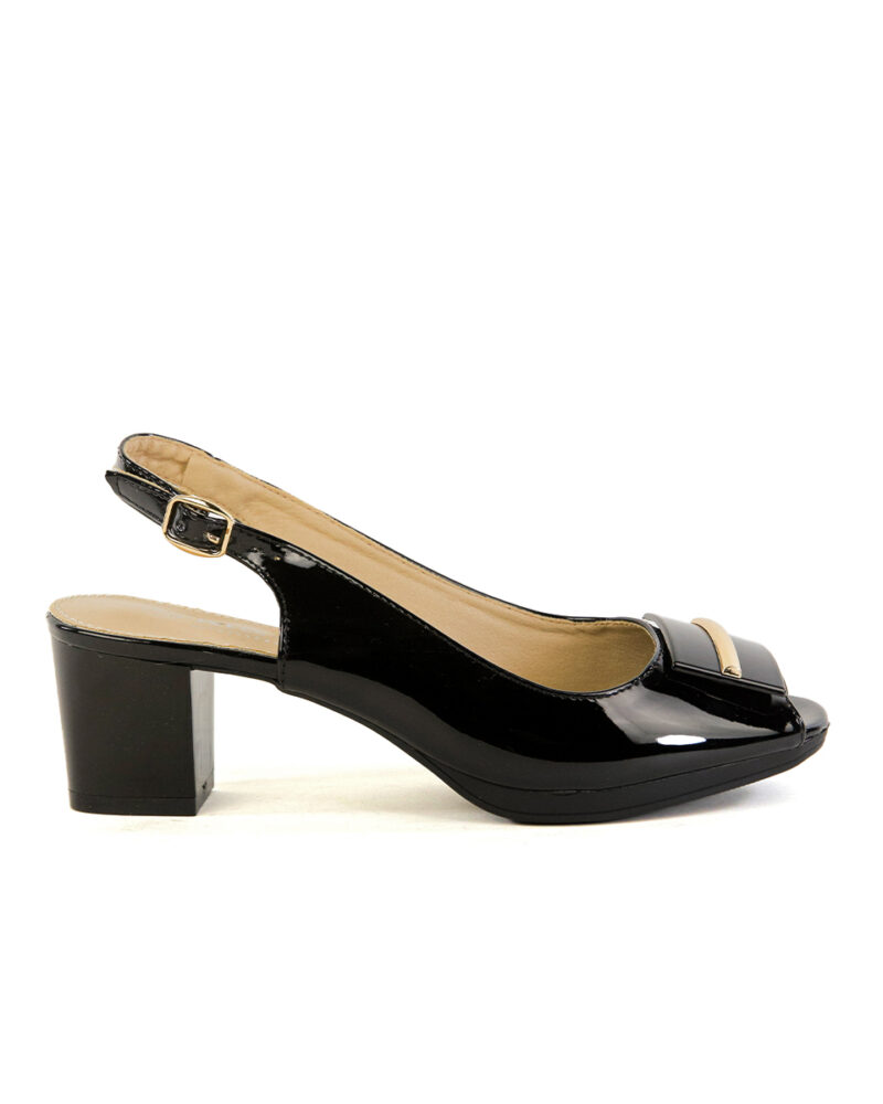 Γόβες Peeptoe με Διακοσμητικό - Μάυρο