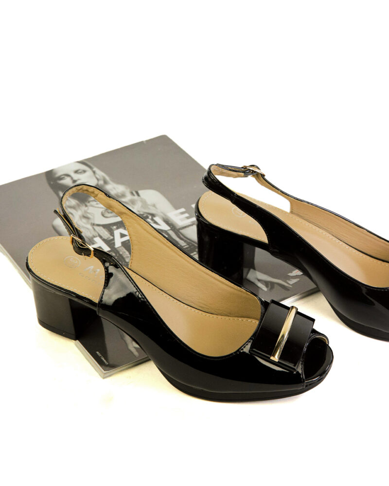 Γόβες Peeptoe με Διακοσμητικό - Μάυρο - Image 3