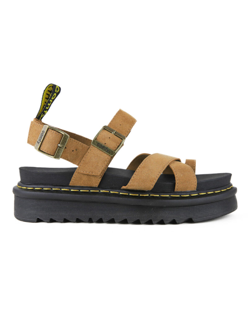 Comfort Σανδάλια Flatform - Κάμελ