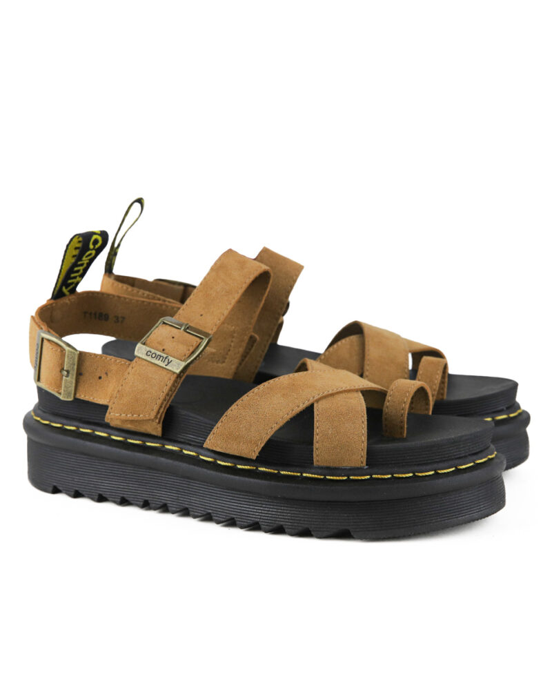 Comfort Σανδάλια Flatform - Κάμελ - Image 2