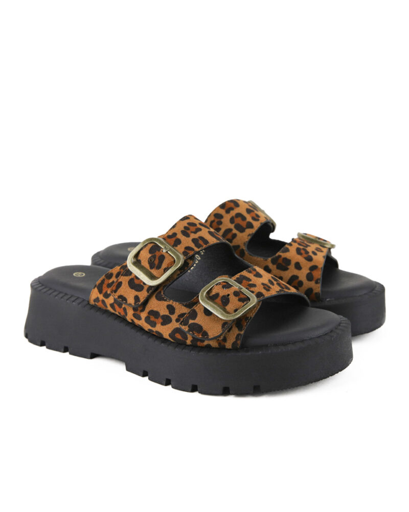 Flatform με Λουράκια και Τόκες - Leopard - Image 3
