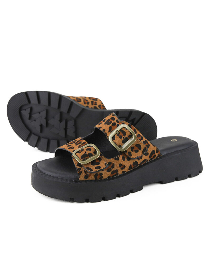 Flatform με Λουράκια και Τόκες - Leopard - Image 4