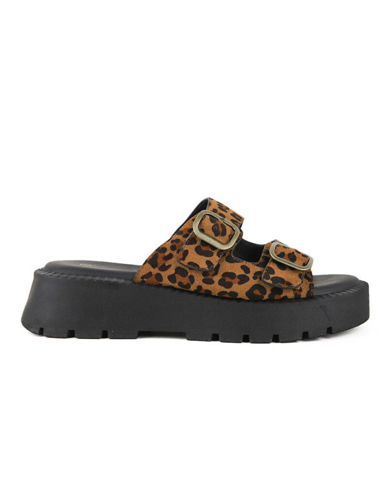 Flatform με Λουράκια και Τόκες - Leopard - Image 2
