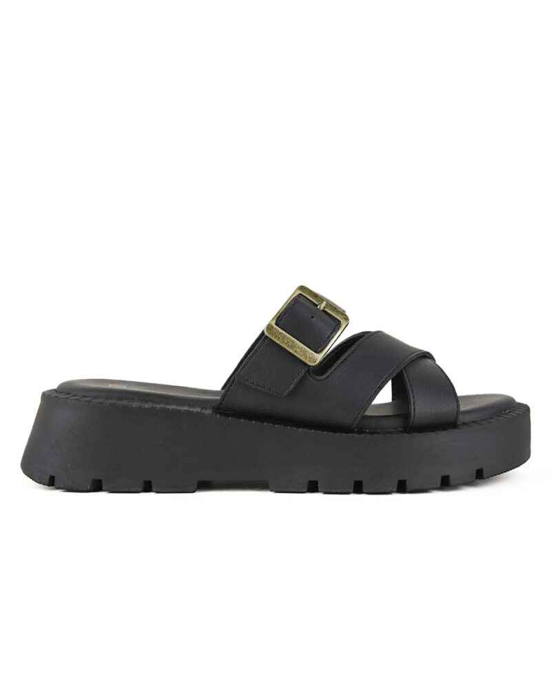 Flatform με Χιαστί Λουράκια - Μαύρο - Image 2