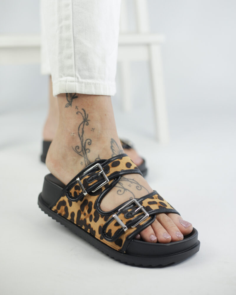 Σανδάλια Flatform με Τόκες - Leopard - Image 6