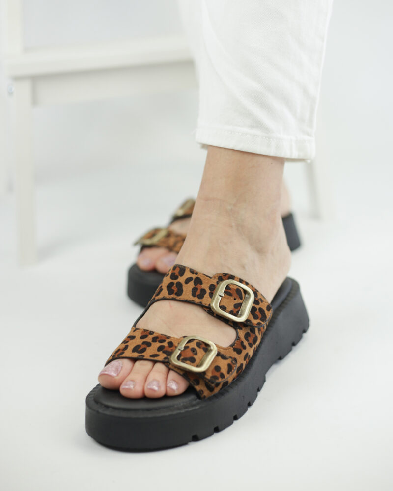 Flatform με Λουράκια και Τόκες - Leopard - Image 5