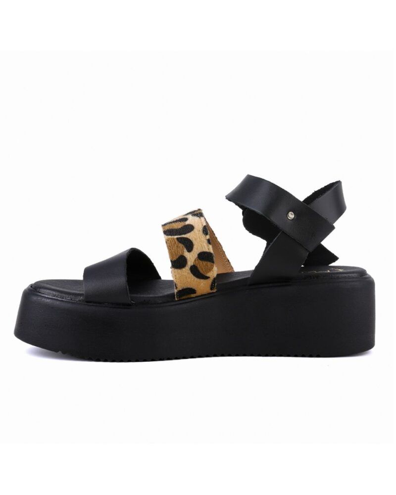 Flatform με Leopard Λουράκι - Μαύρο - Image 4