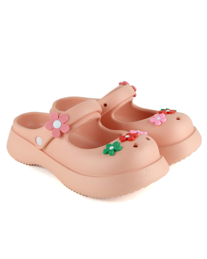 Clogs με Διακοσμητικά Λουλούδια - Ροζ - Image 2
