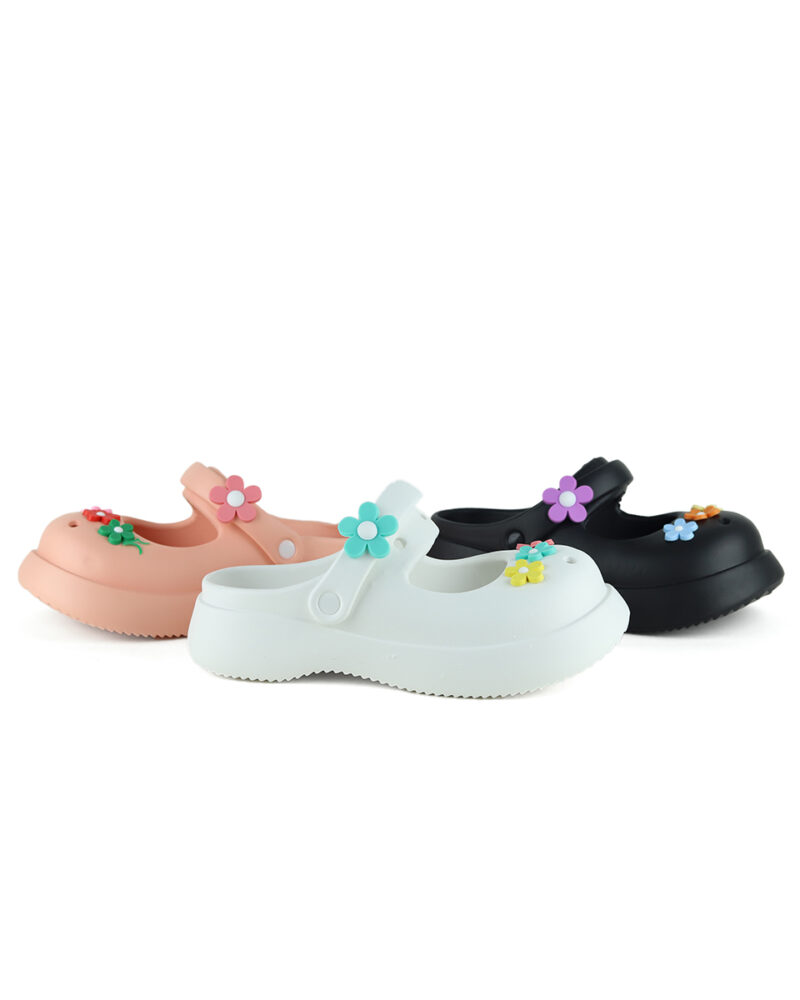 Clogs με Διακοσμητικά Λουλούδια - Ροζ - Image 3