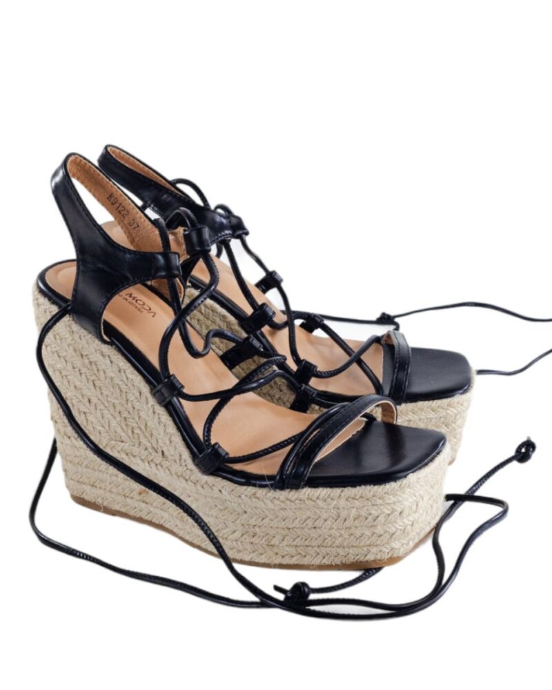 Lace Up Πλατφόρμες - Μαύρο - Image 2