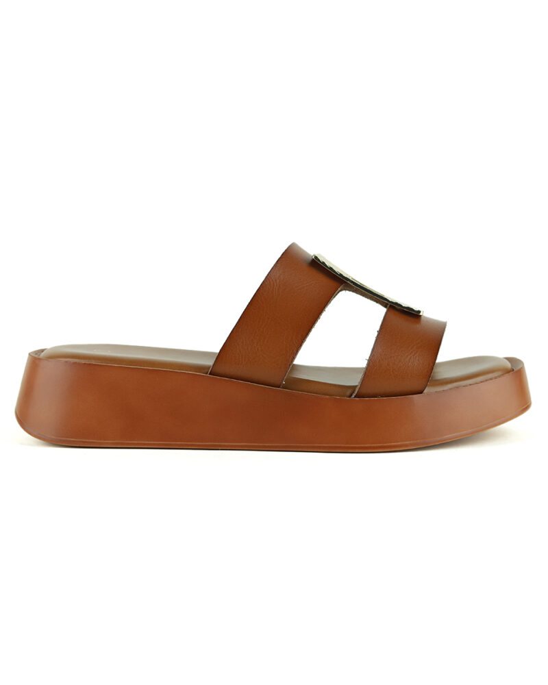 Παντόφλες Flatform με Διακοσμητικό - Κάμελ - Image 2