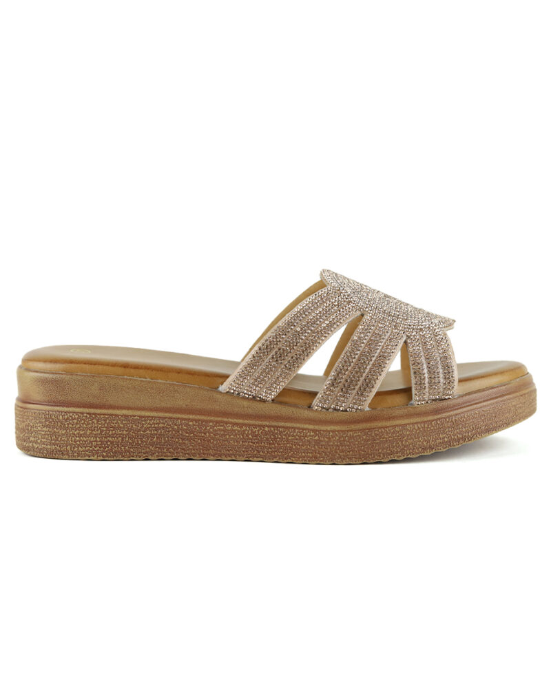 Παντόφλες Flatform με Strass - Χαλκός - Image 2