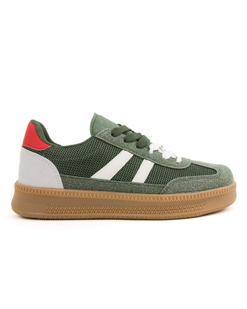 Sneakers με Συνδυασμό Υλικών - Πράσινο