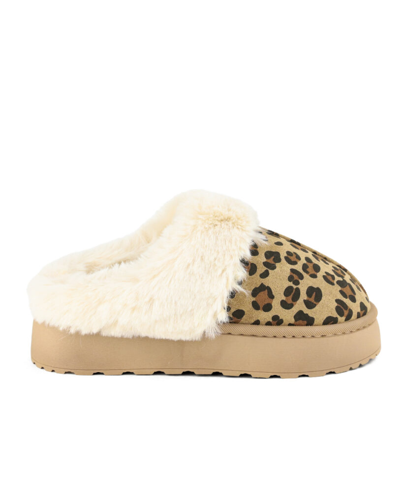 Παντόφλες Δίσολες με Γούνα - Leopard