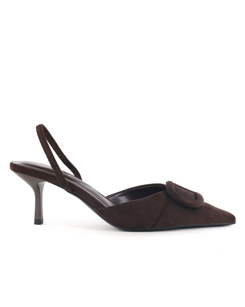 Γόβες Μυτερές με Διακοσμητικό - Καφέ