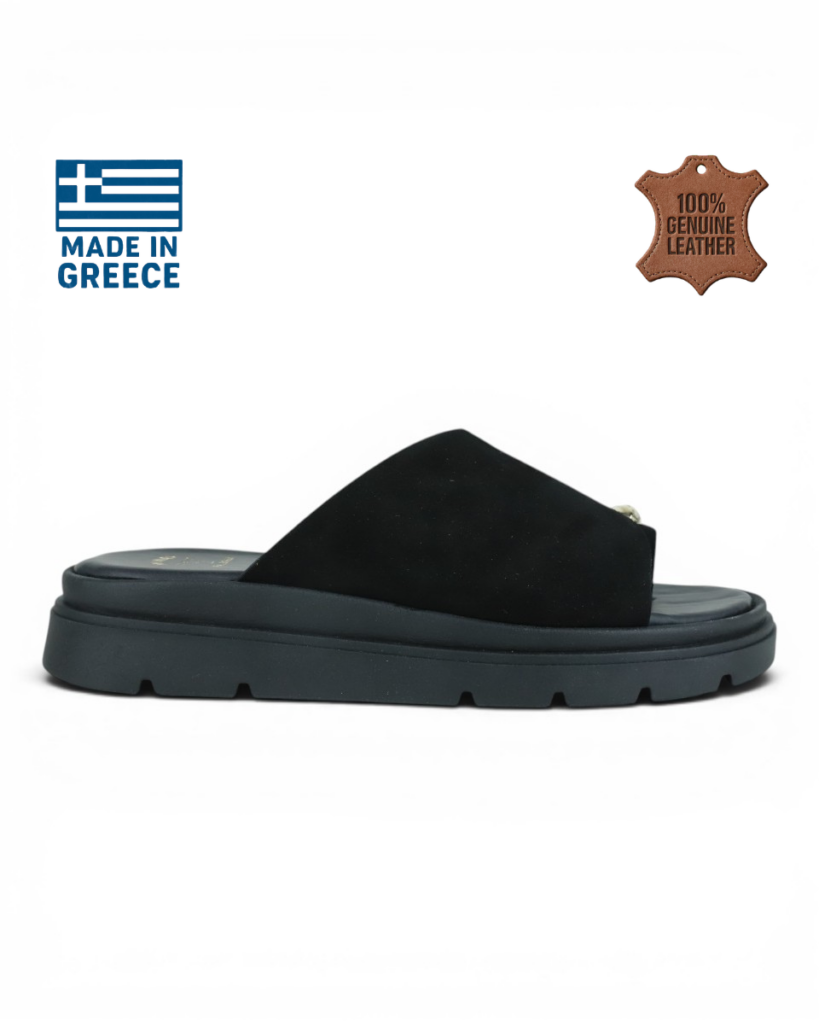 Flatforms με Φαρδιά Φάσα και Διακοσμητικό - Μαύρο