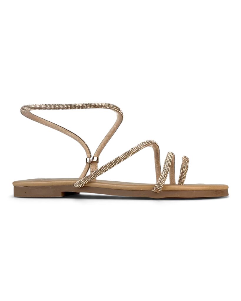 Flats με Strass Λουράκια - Χρυσό